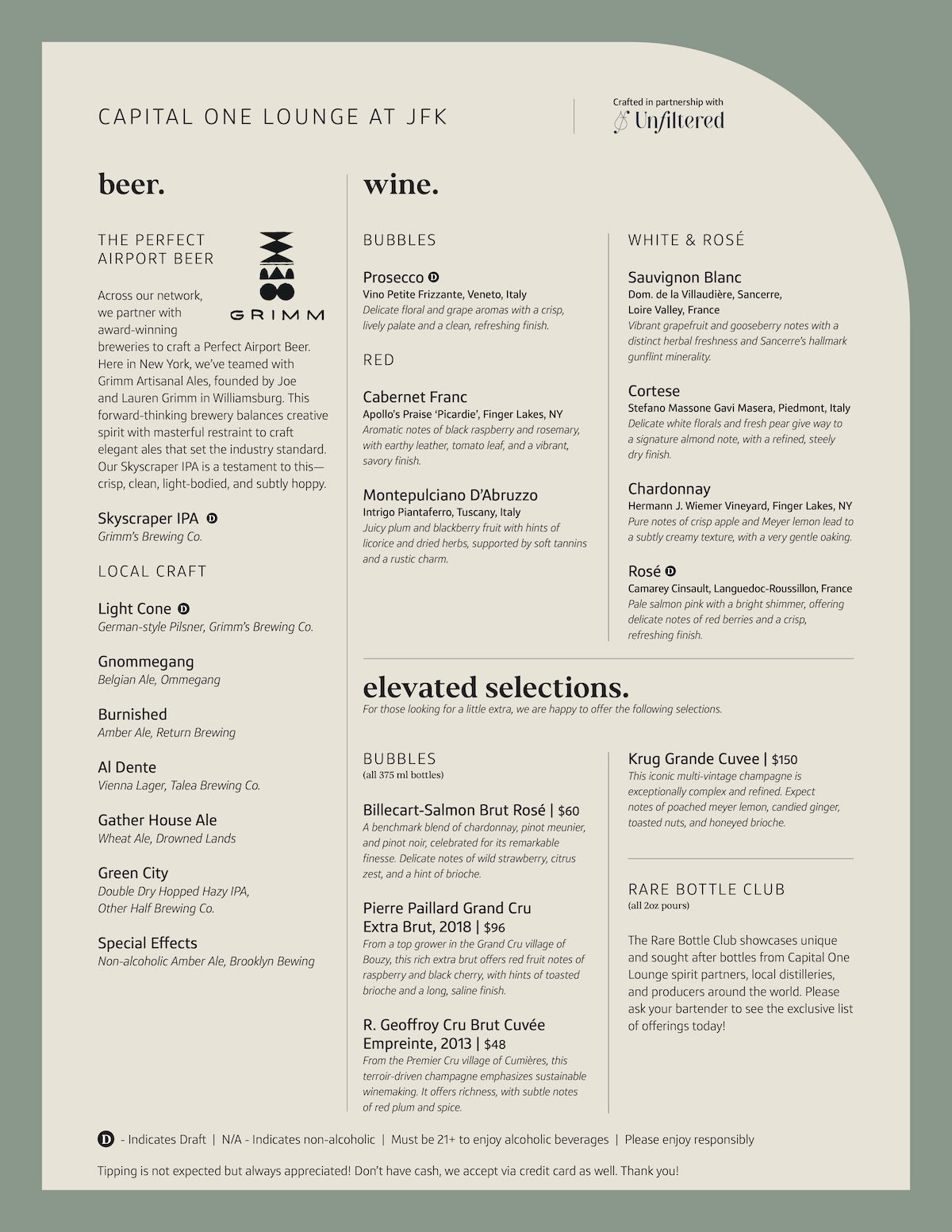 a menu with text and images
