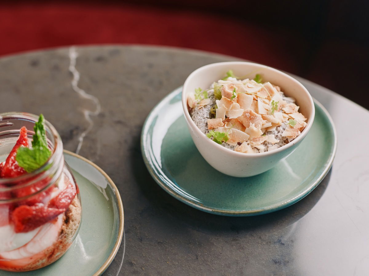 a bowl of food on plates