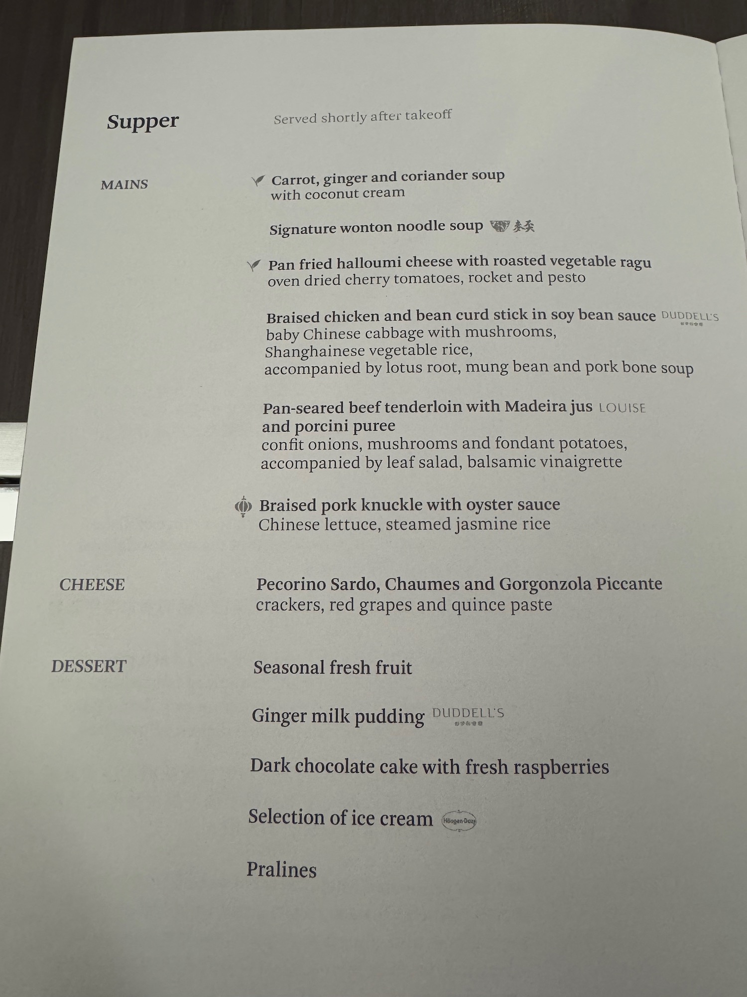 a menu on a table