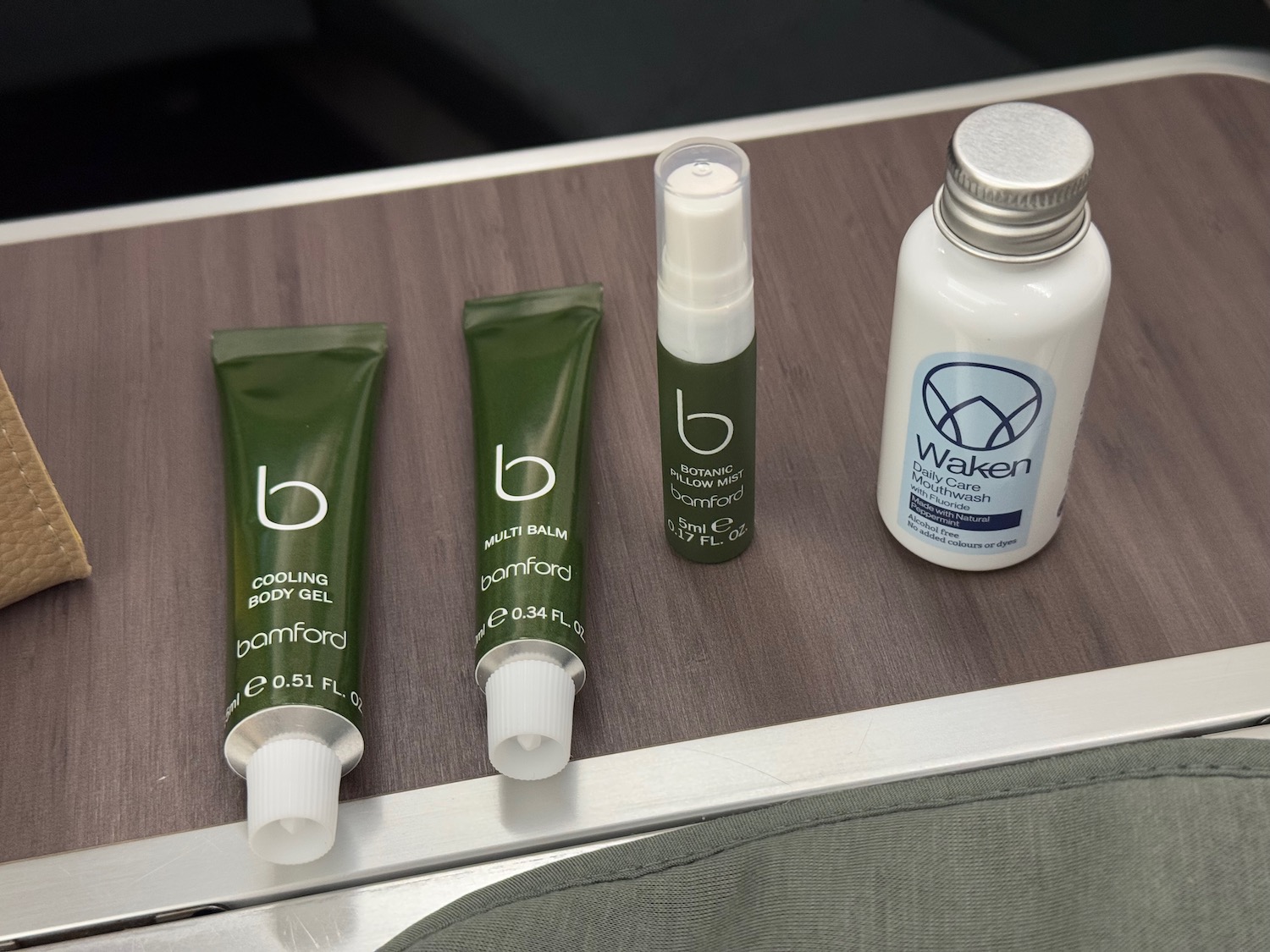 a group of bottles of body care