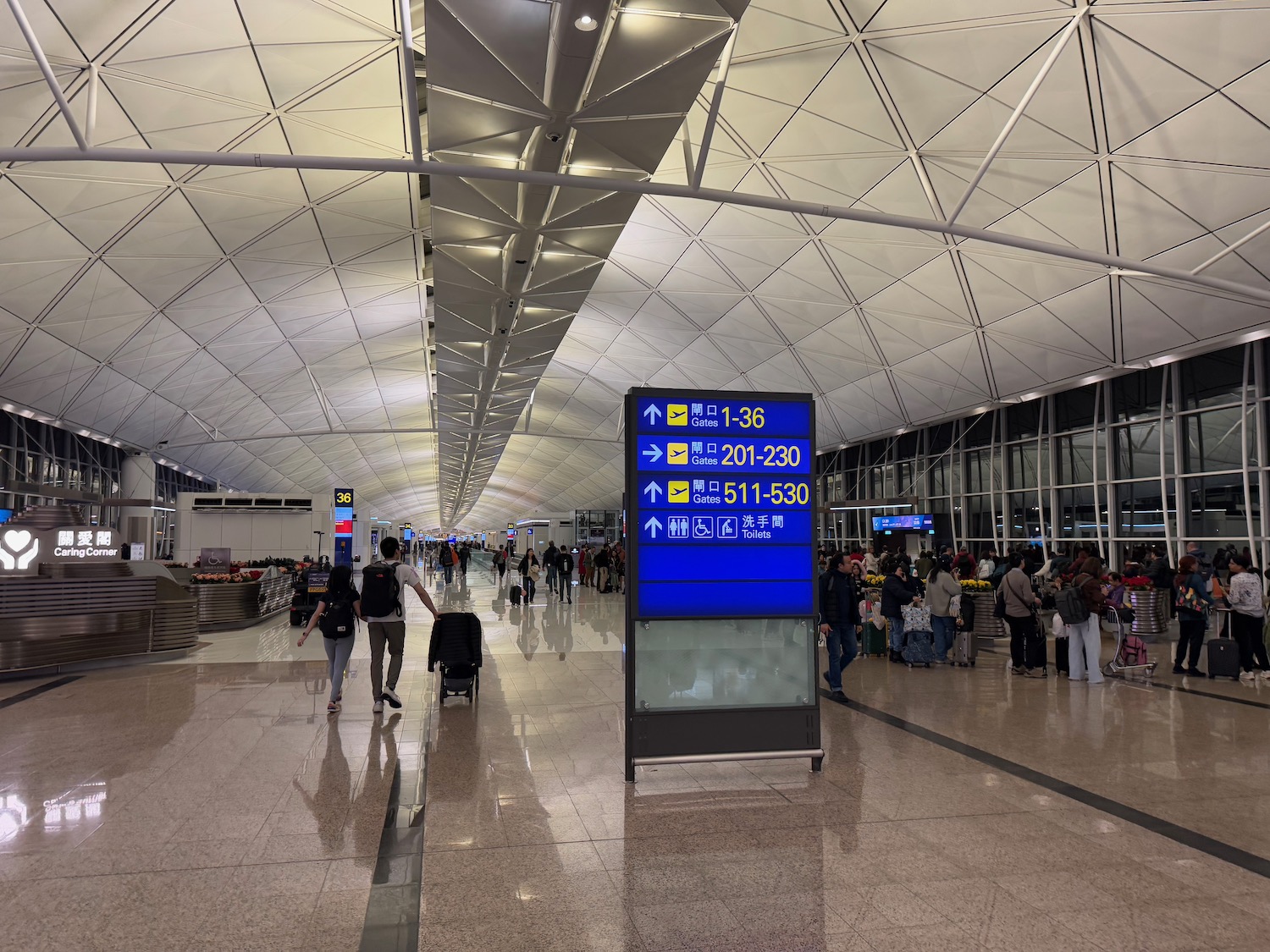 a group of people in an airport