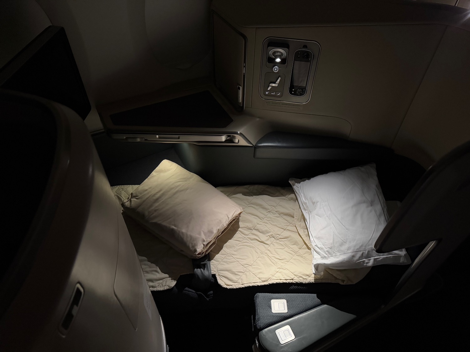 a bed in a plane