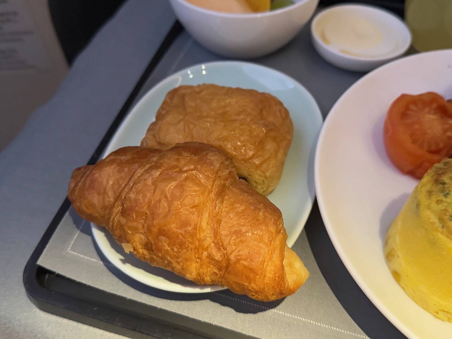 a plate of food on a tray