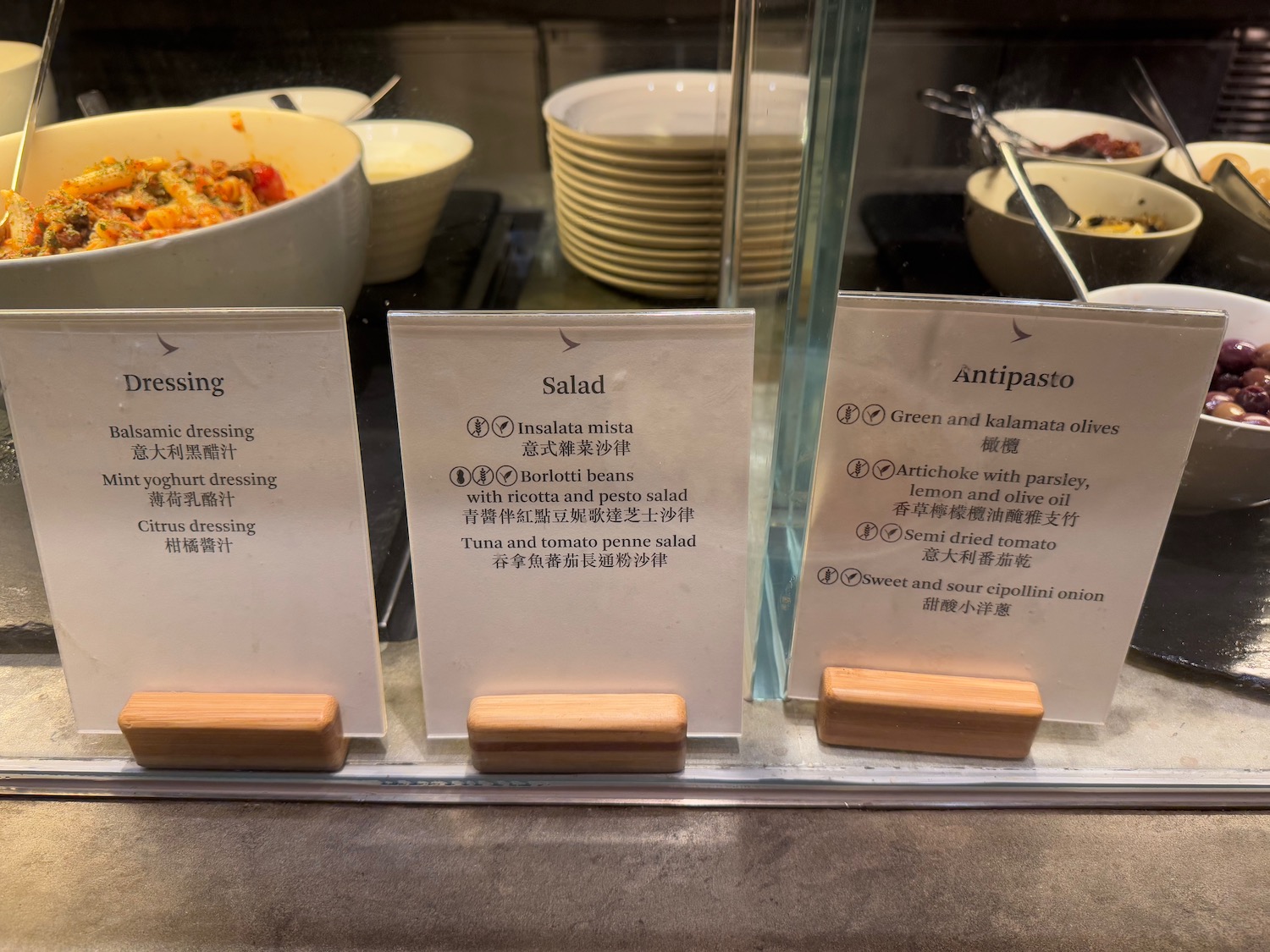 a menus on a glass case