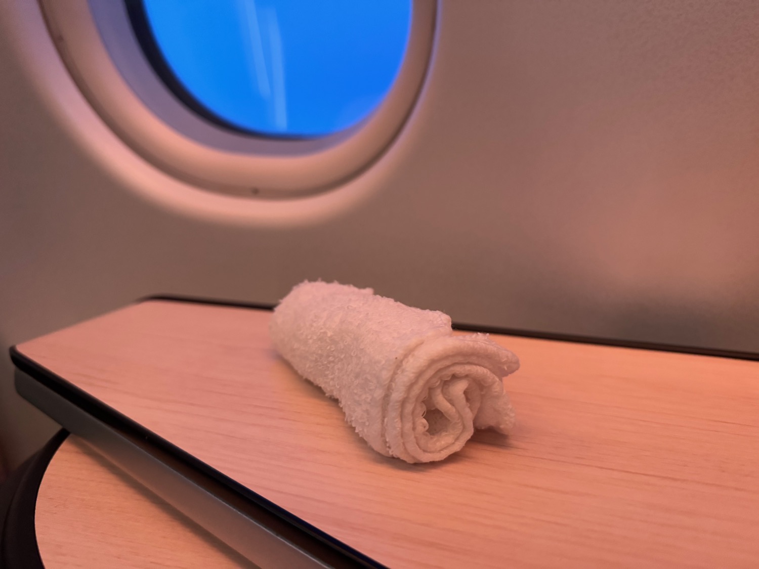 a rolled up towel on a table