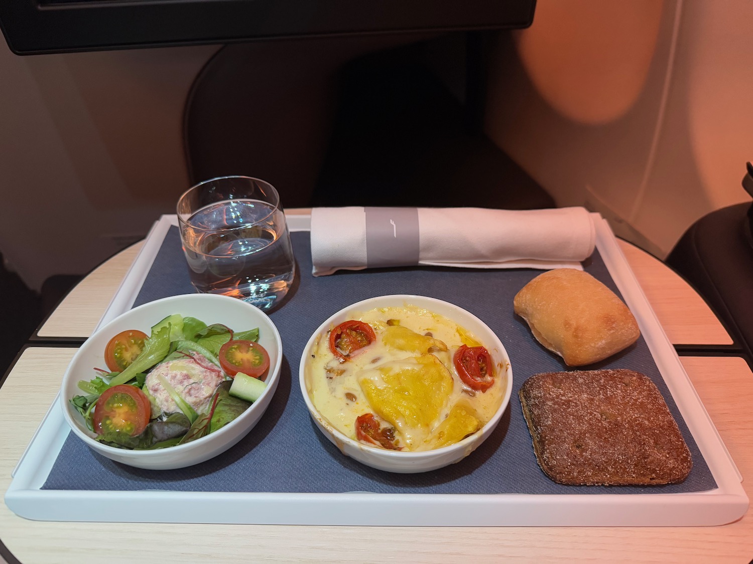 a tray with food on it