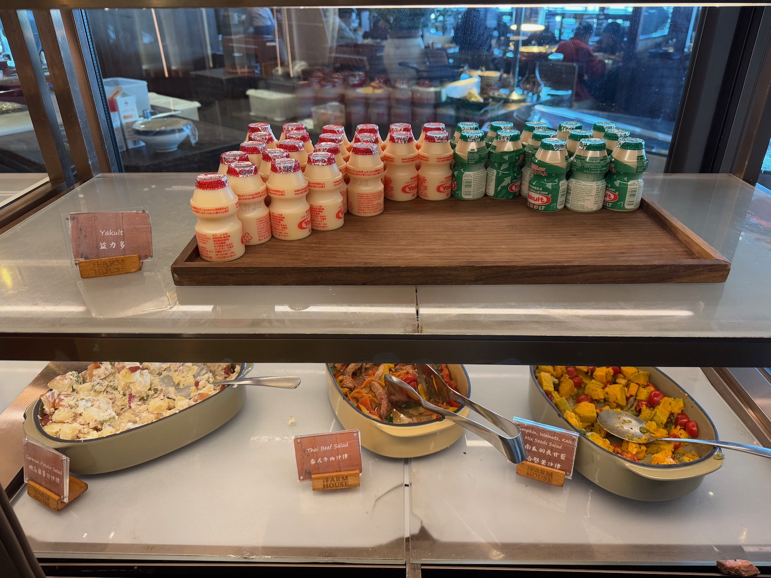a shelf with food on it