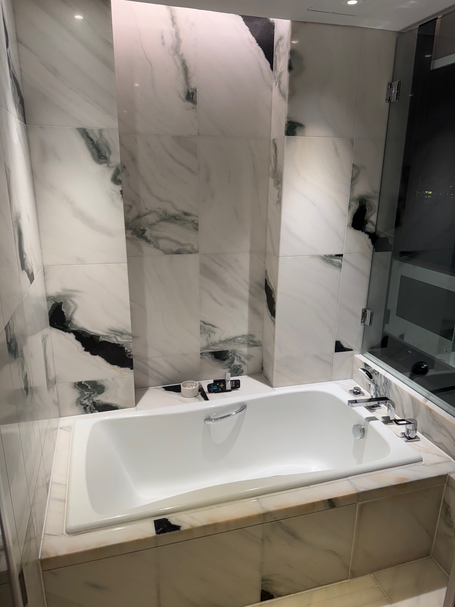 a bathtub in a bathroom