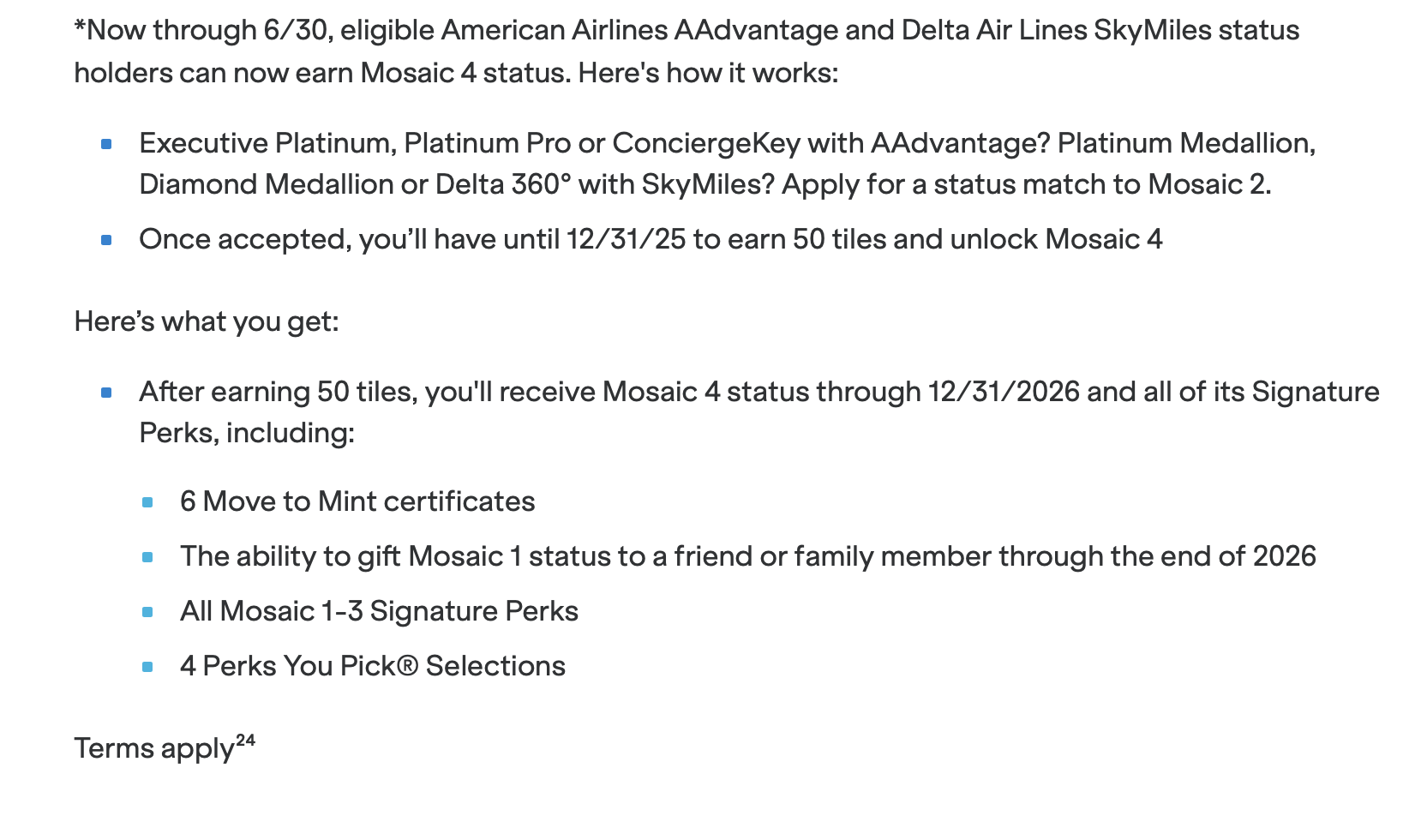JetBlue Mosaic status challenge trueblue executive platinum delta diamond