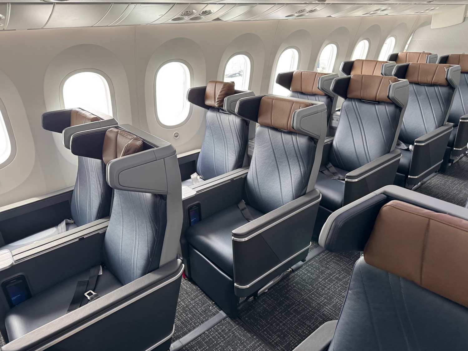 a row of seats on an airplane