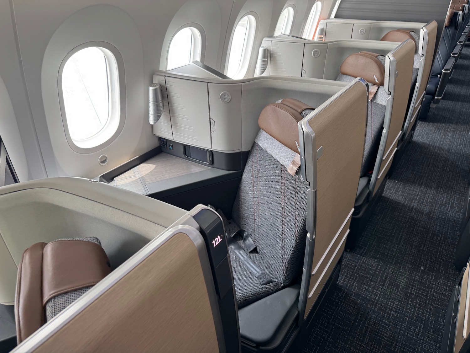 a row of seats in an airplane