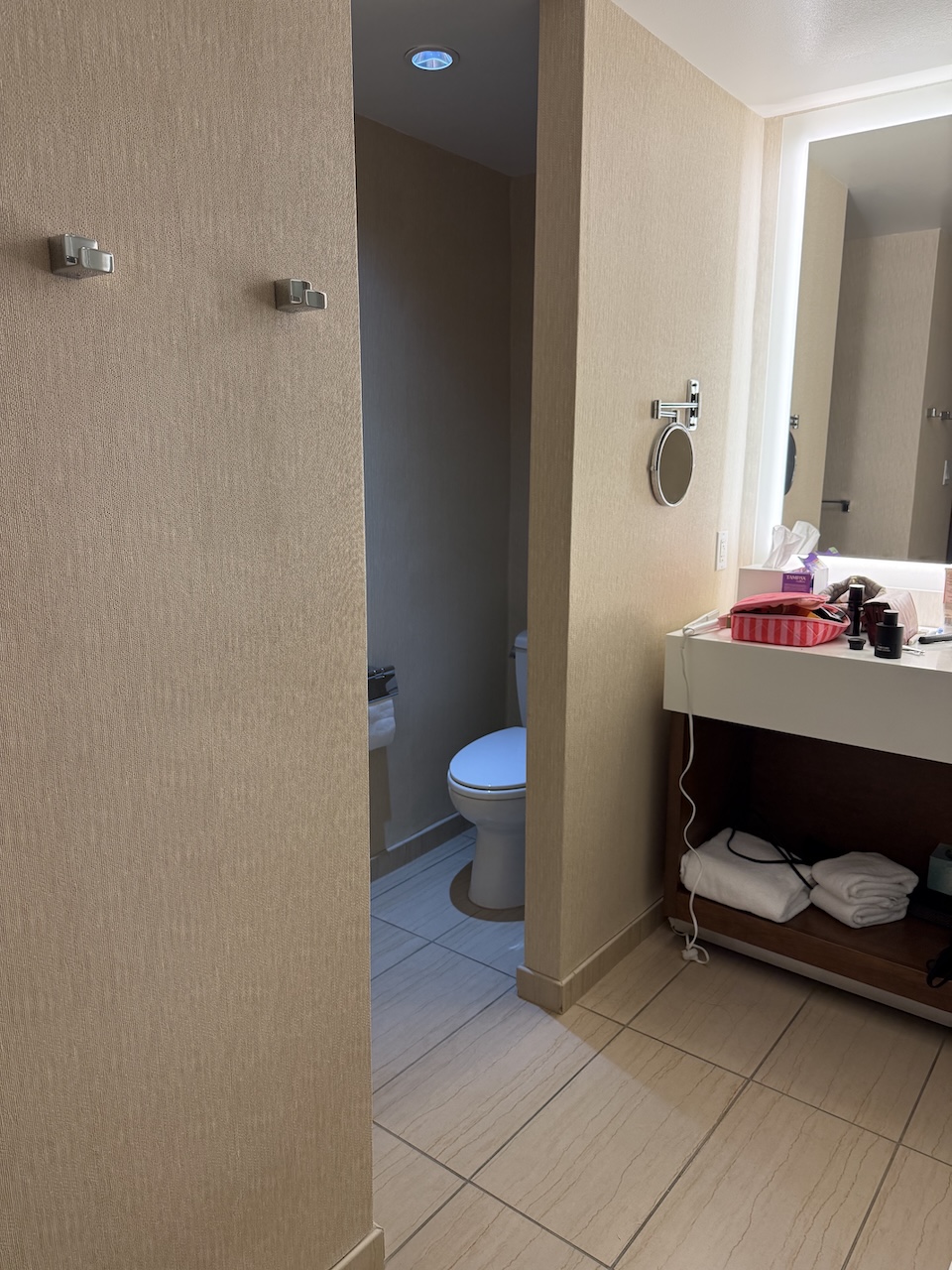 hotel bathroom barn door gap