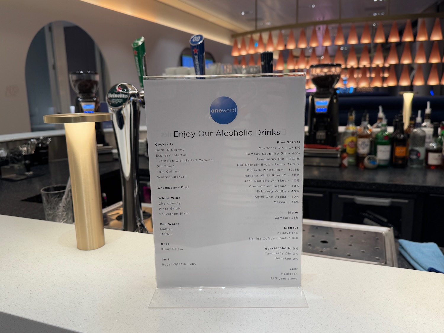 a menu on a counter
