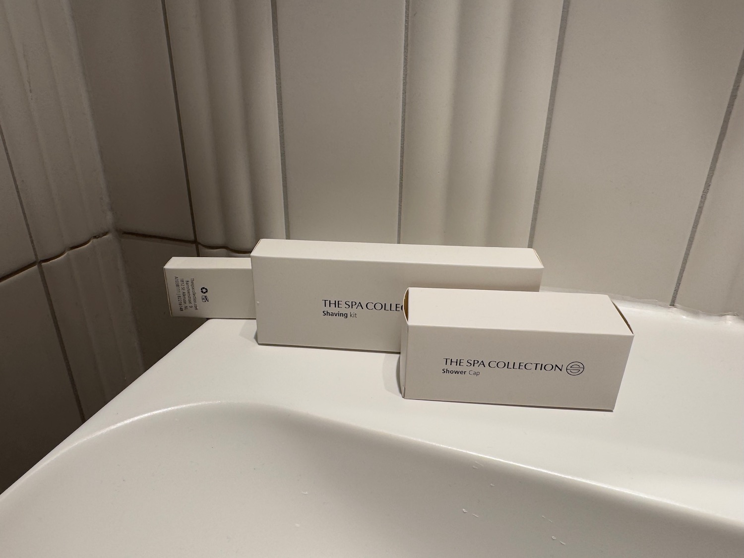 a group of boxes on a bathtub
