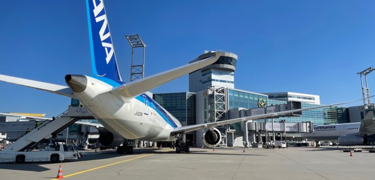 a plane on the runway