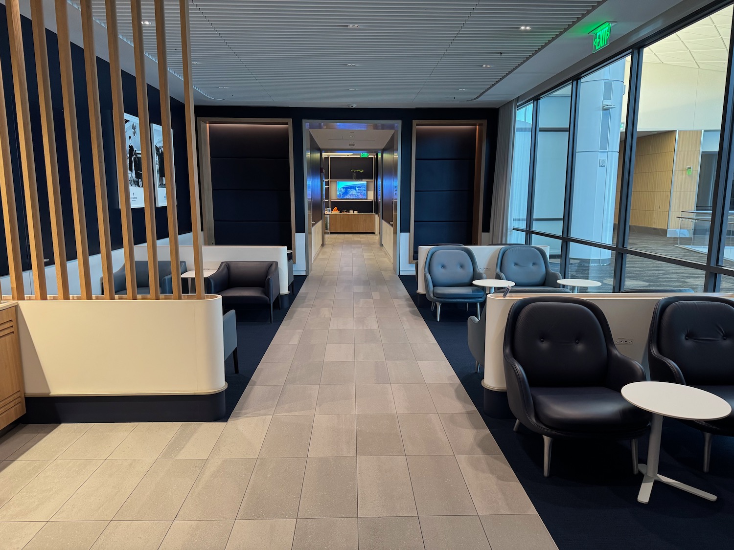 a room with chairs and tables