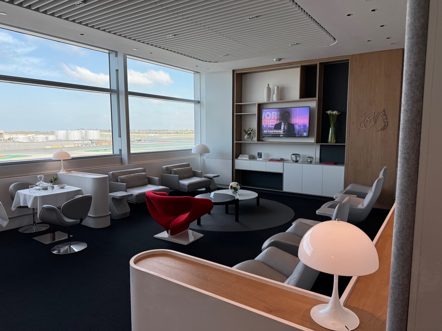 a room with a large window