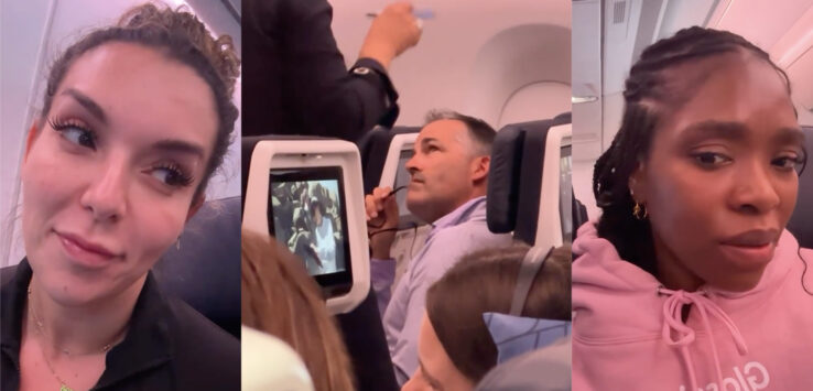 a collage of a man sitting in an airplane
