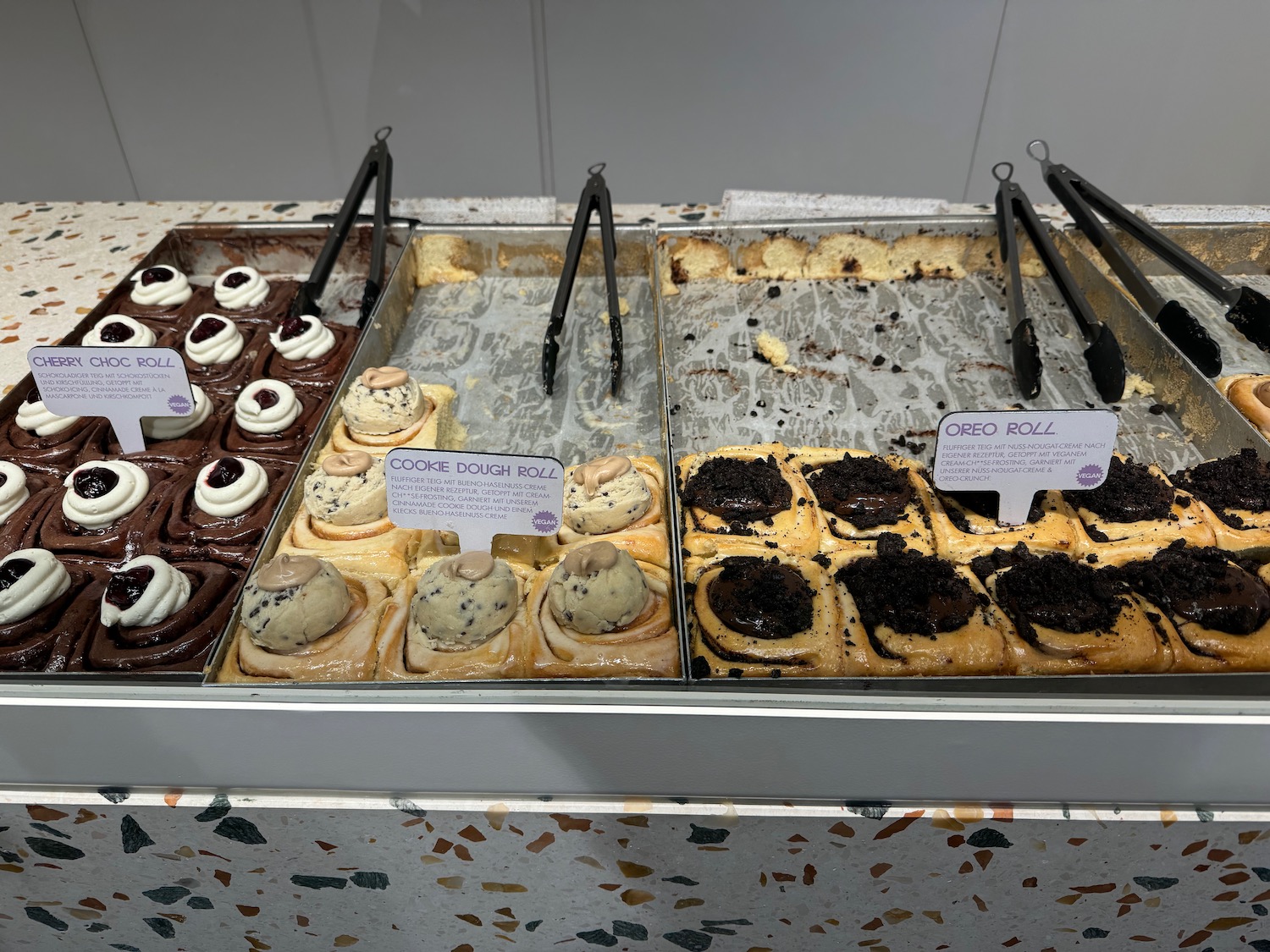 a tray of pastries on a counter
