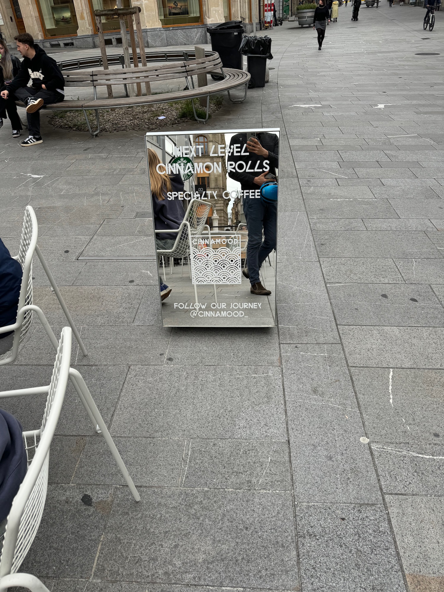 a mirror on the ground