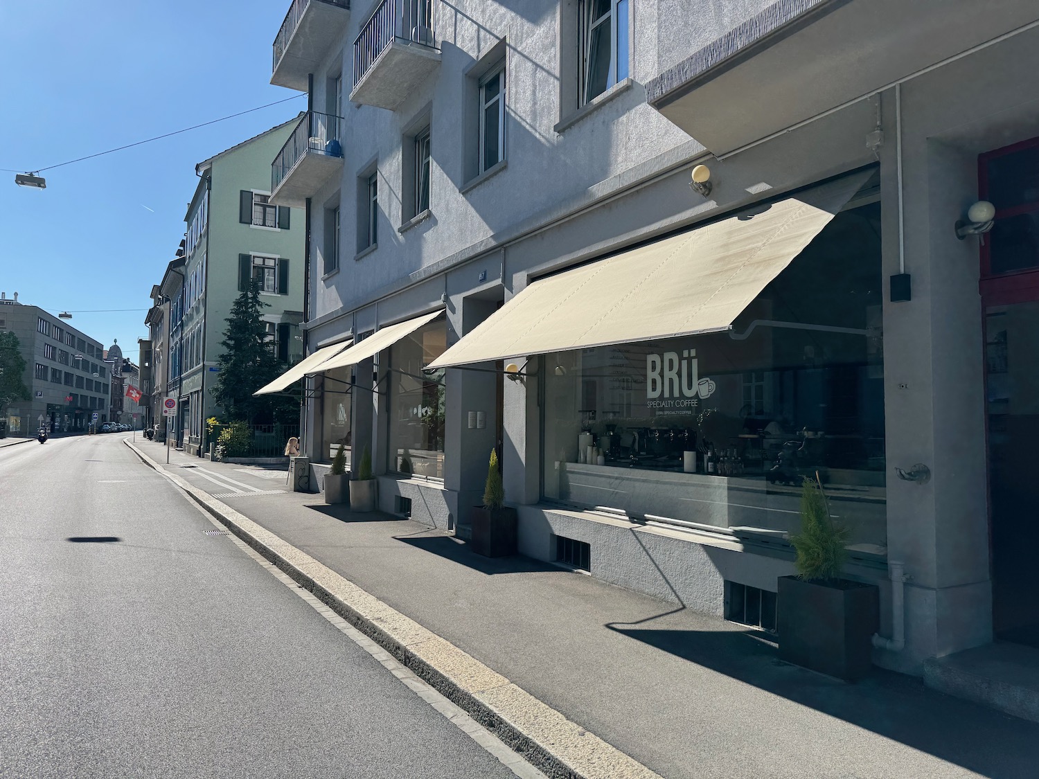 a street with shops on the side
