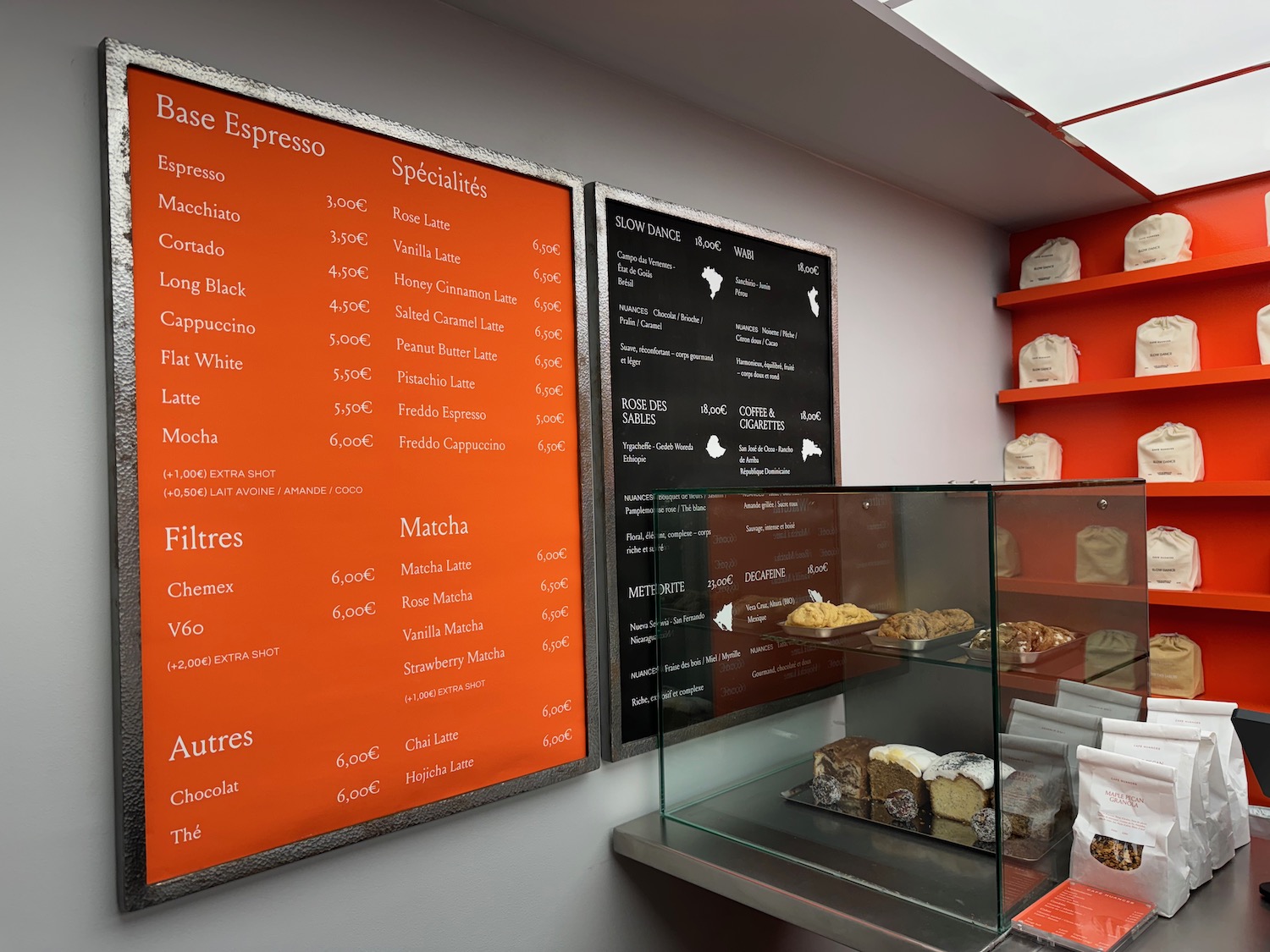 a display of food on a shelf