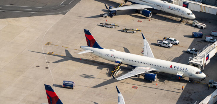 an airplane parked on a runway