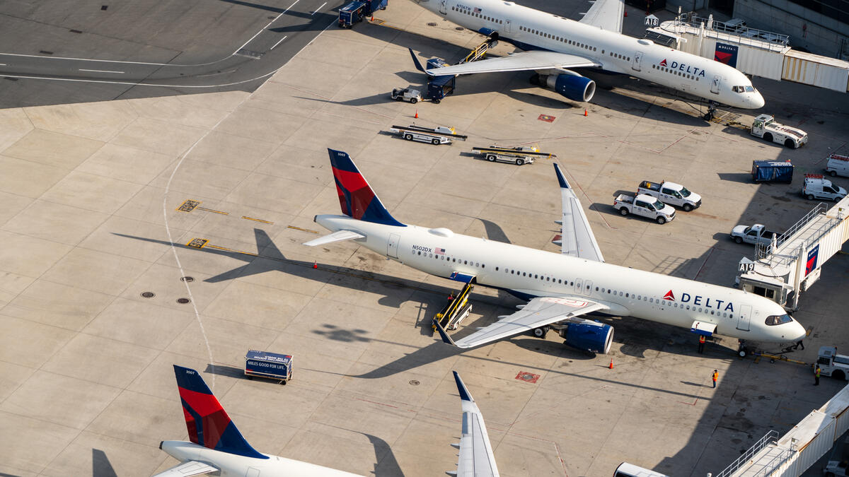 an airplane parked on a runway