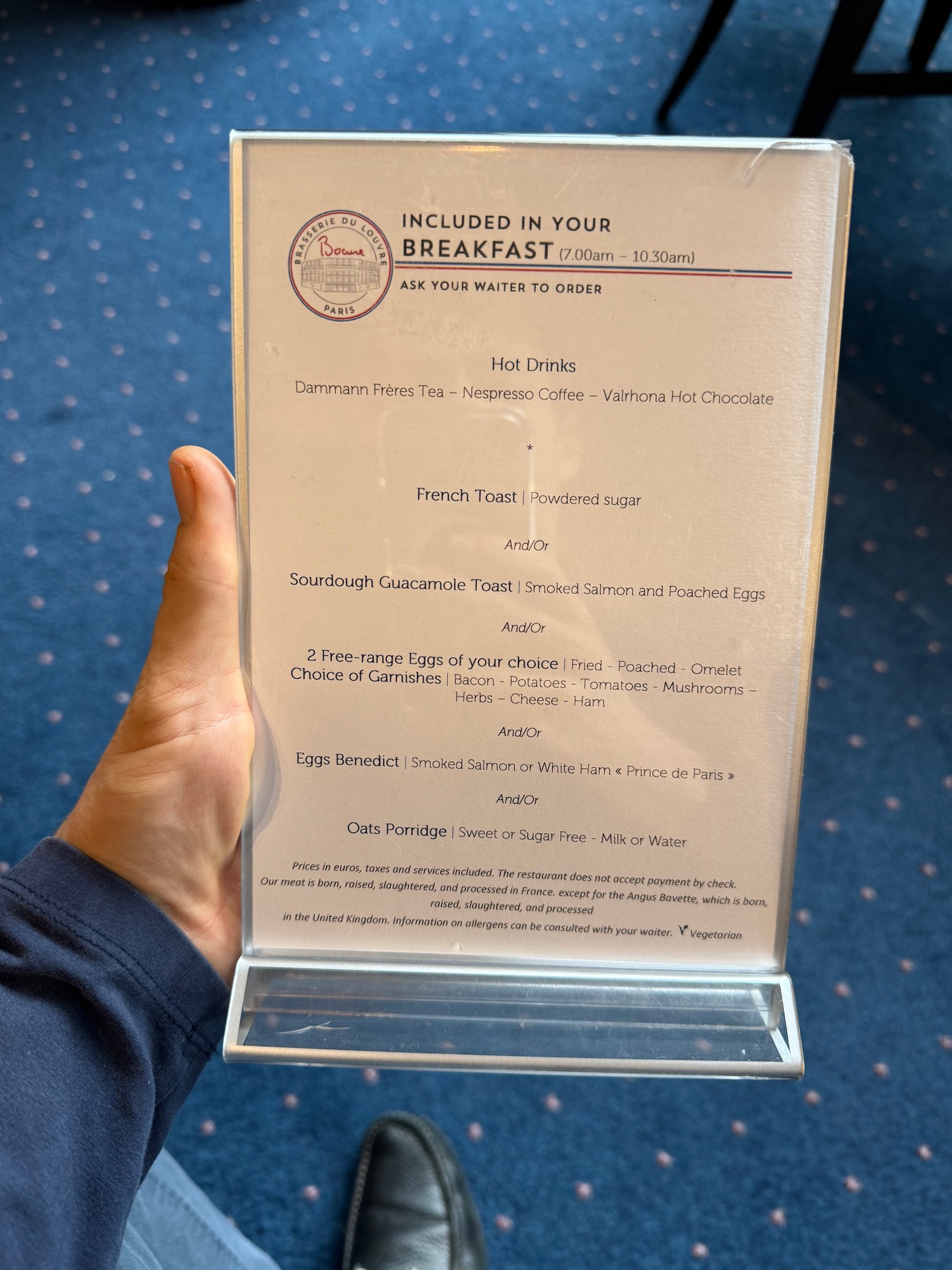 a hand holding a menu