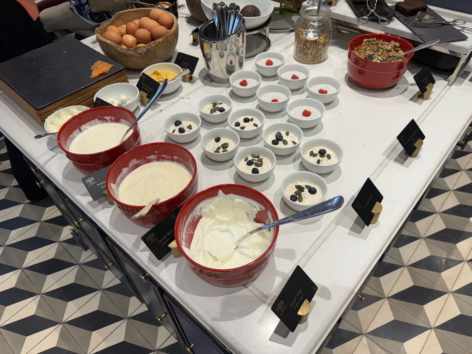 a table with bowls of food