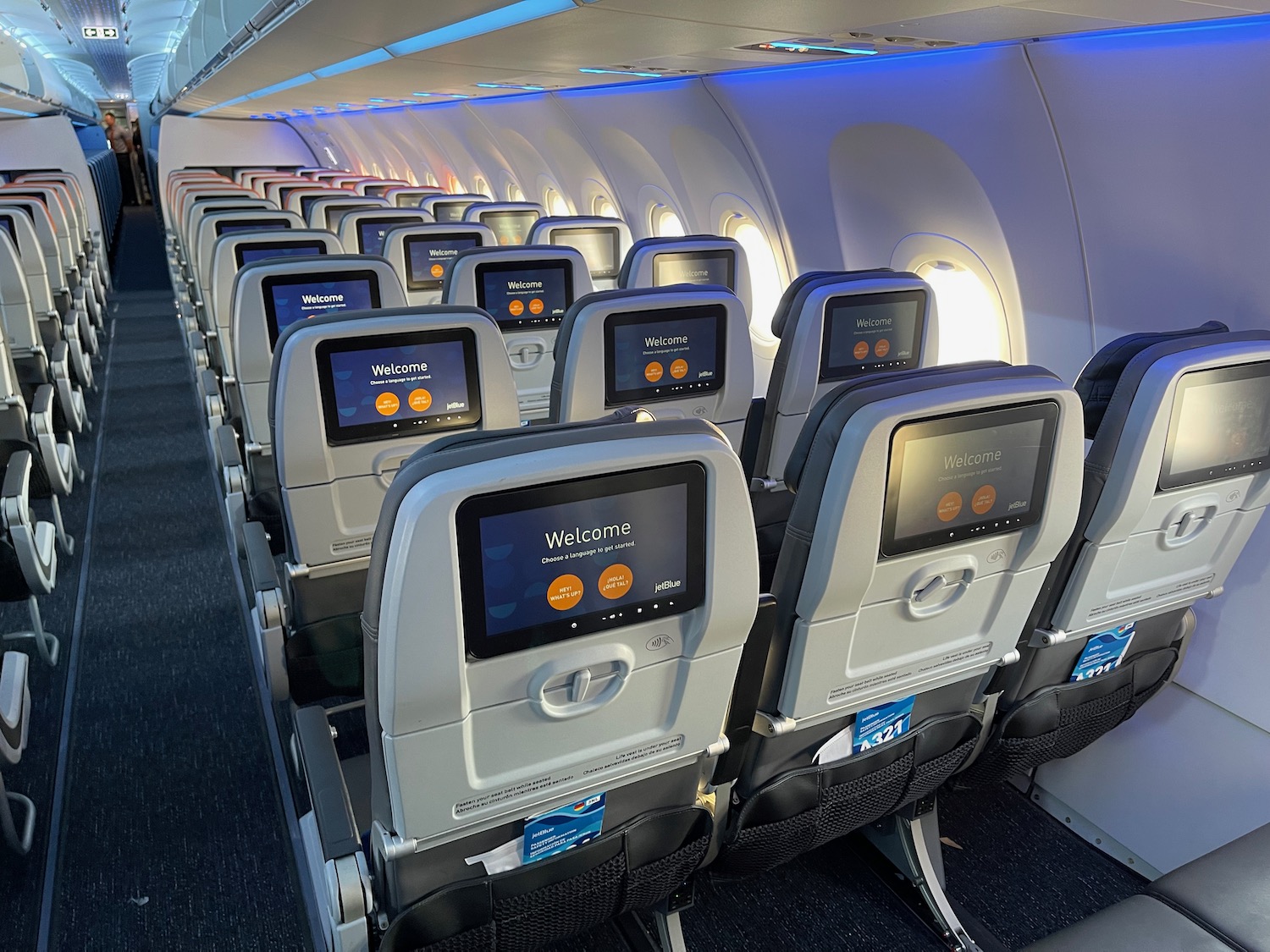 a row of seats in an airplane