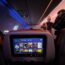 a screen on the back of an airplane