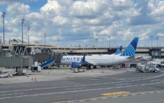 a plane parked at an airport