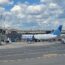 a plane parked at an airport
