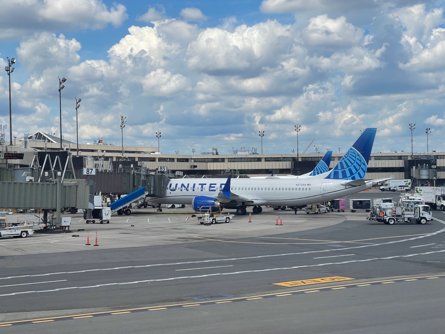 a plane parked at an airport