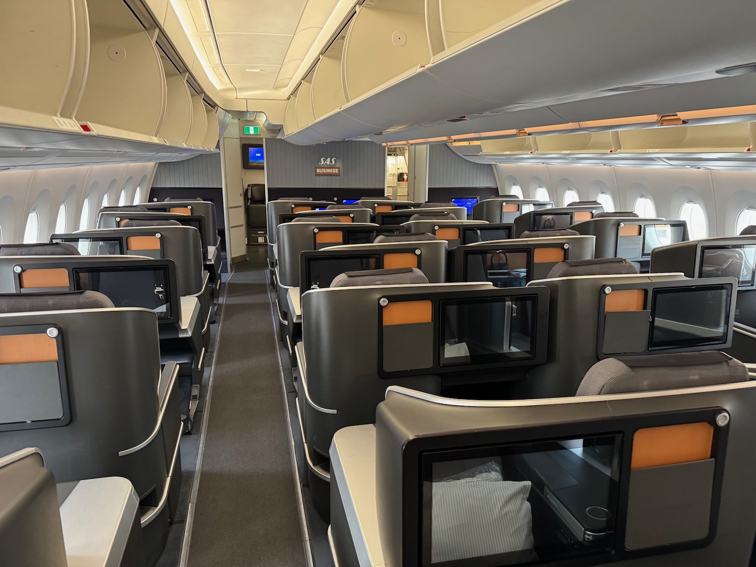 an airplane with seats and windows