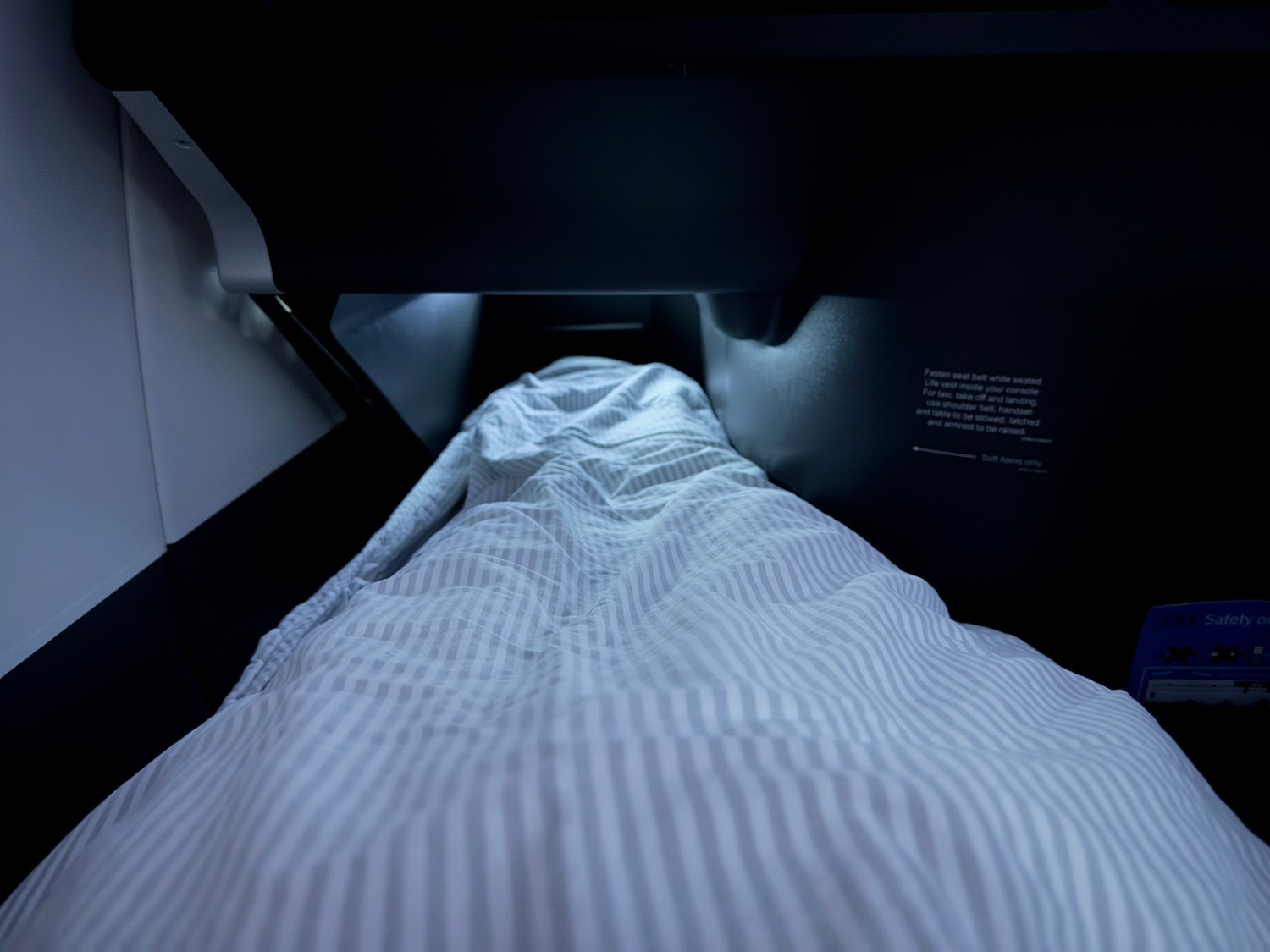 a bed in an airplane