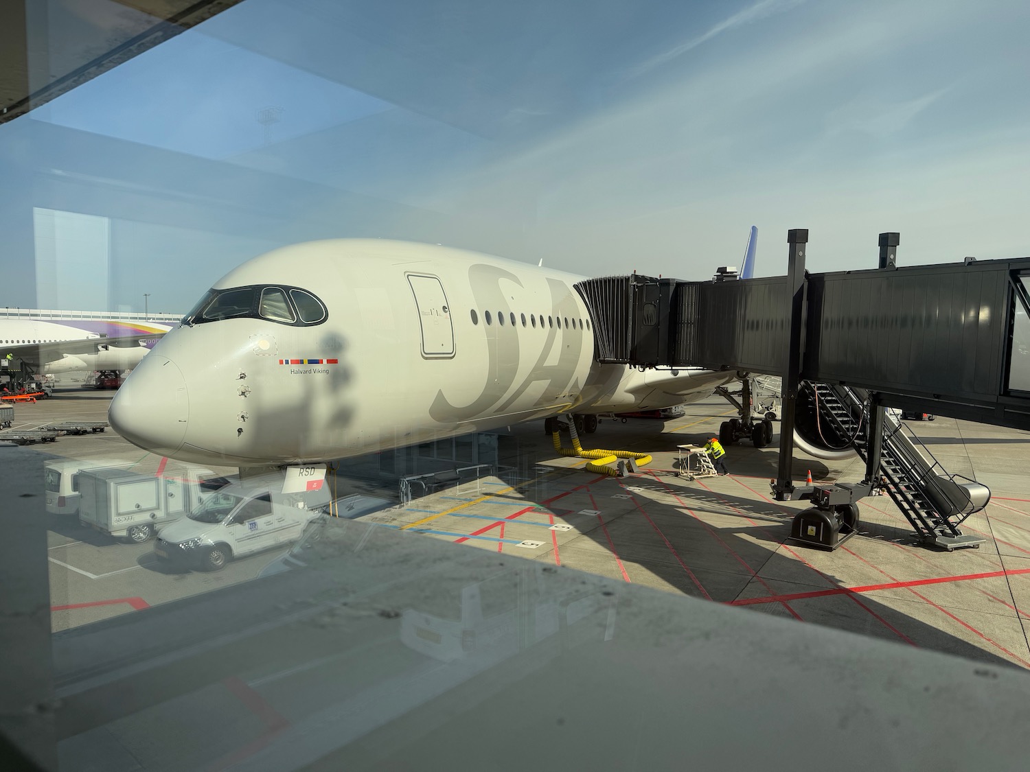 a plane parked at an airport