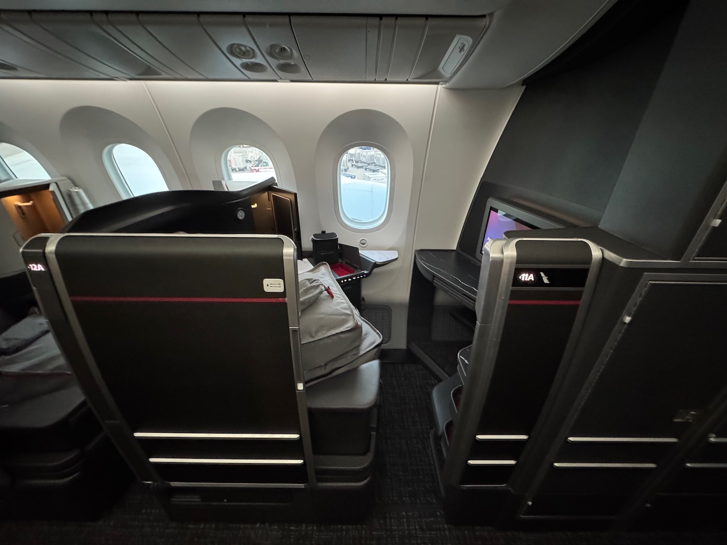 a seat in an airplane