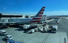 an airplane parked at an airport