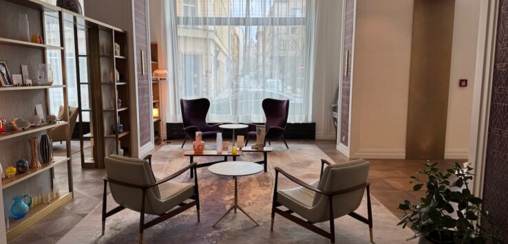 a room with chairs and a table
