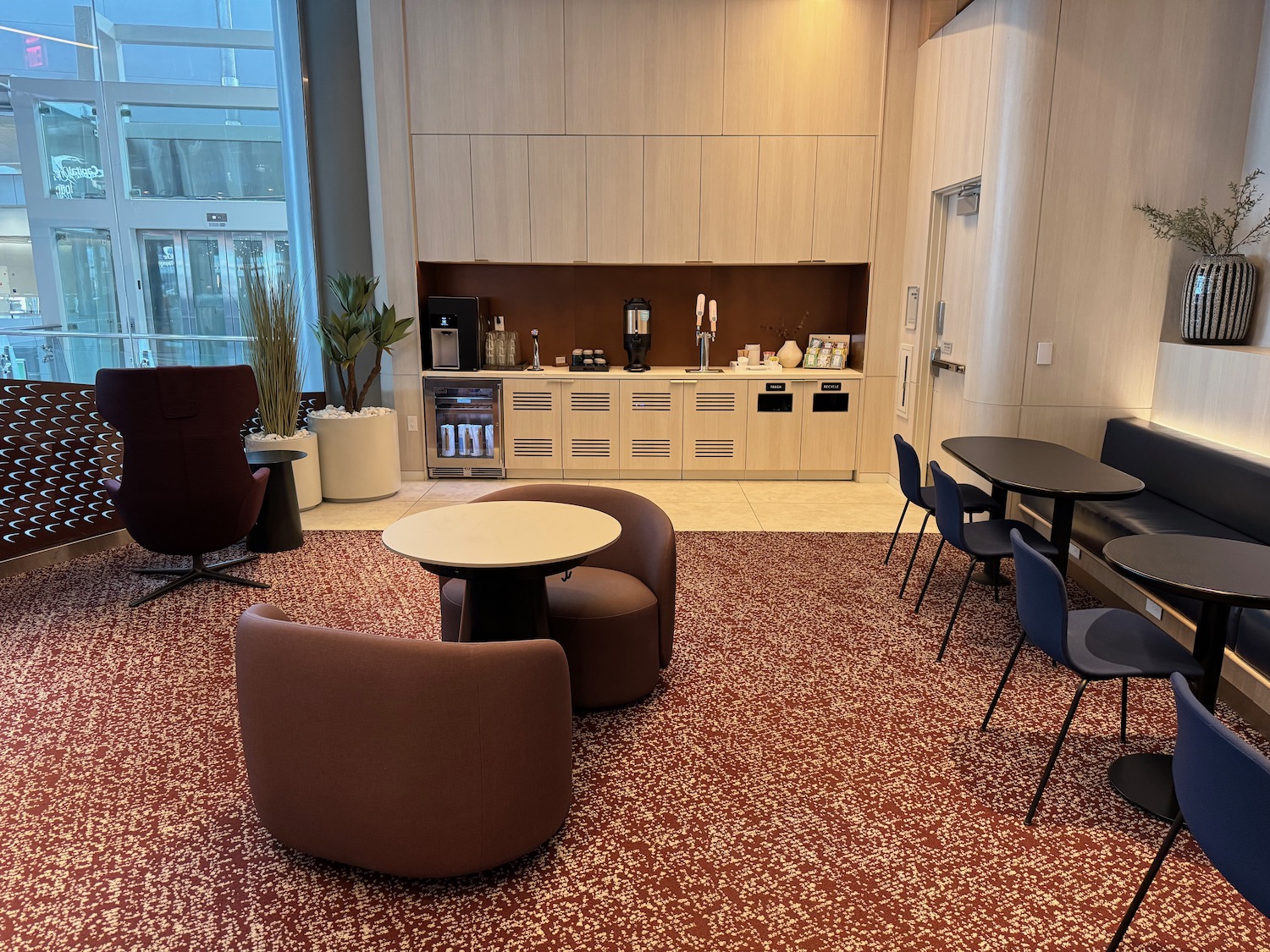 a room with a table and chairs