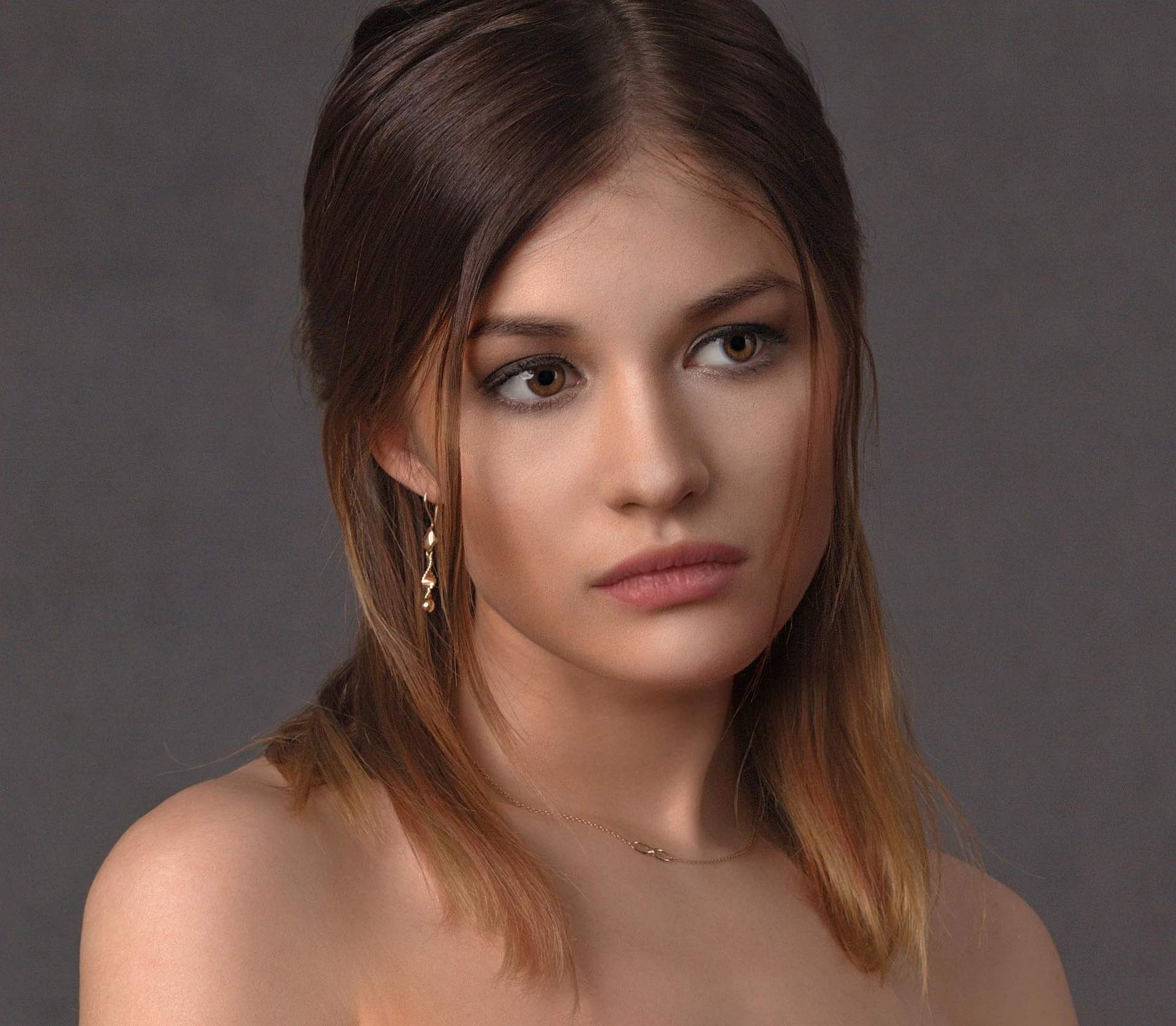 a woman looking at the camera