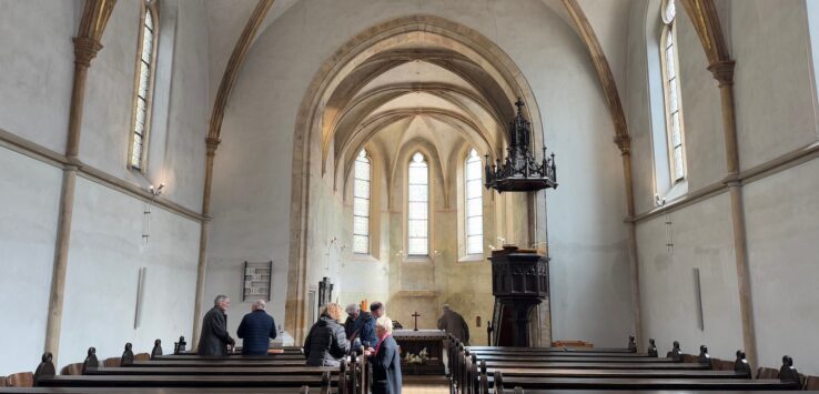 a group of people inside a church