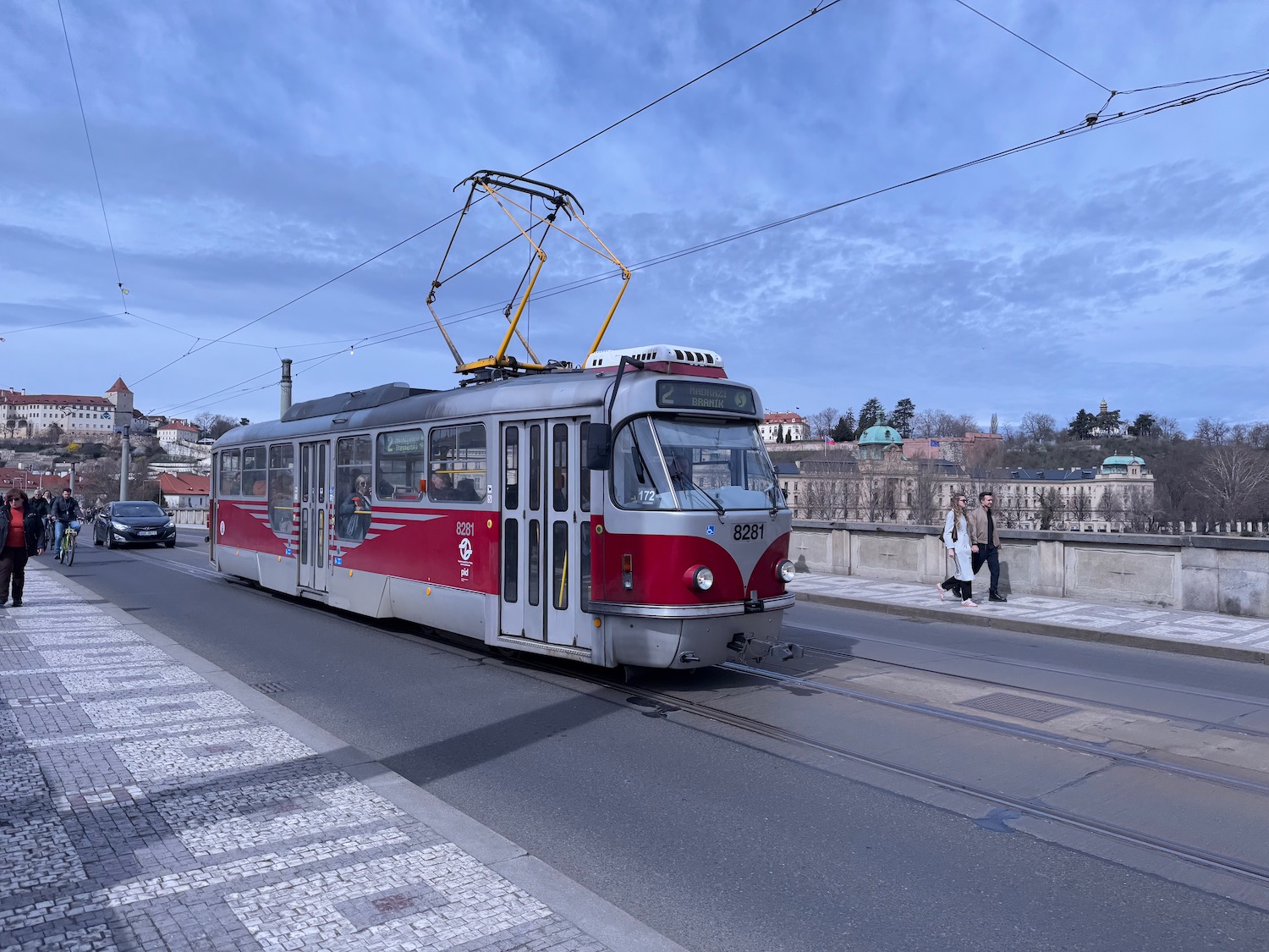 a train on a street