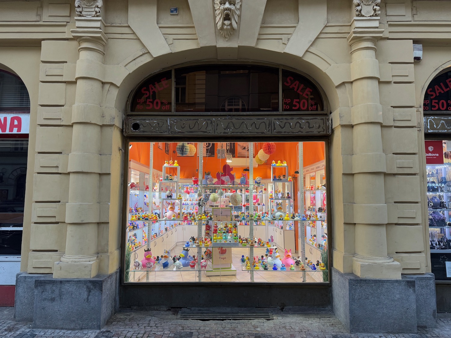 a store front with a large window
