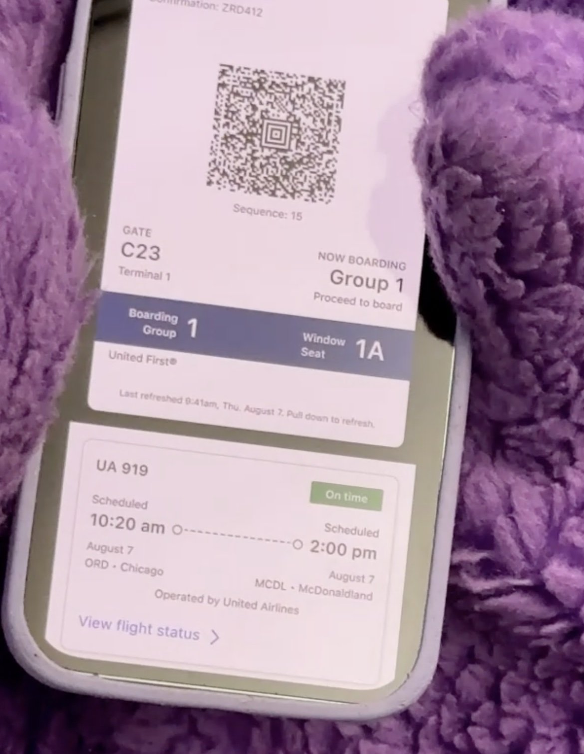 a phone with a qr code on it
