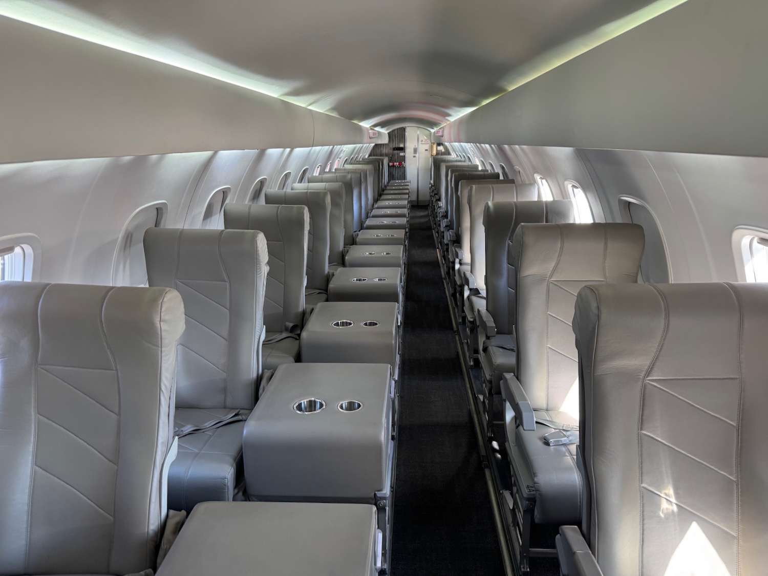a row of seats in an airplane