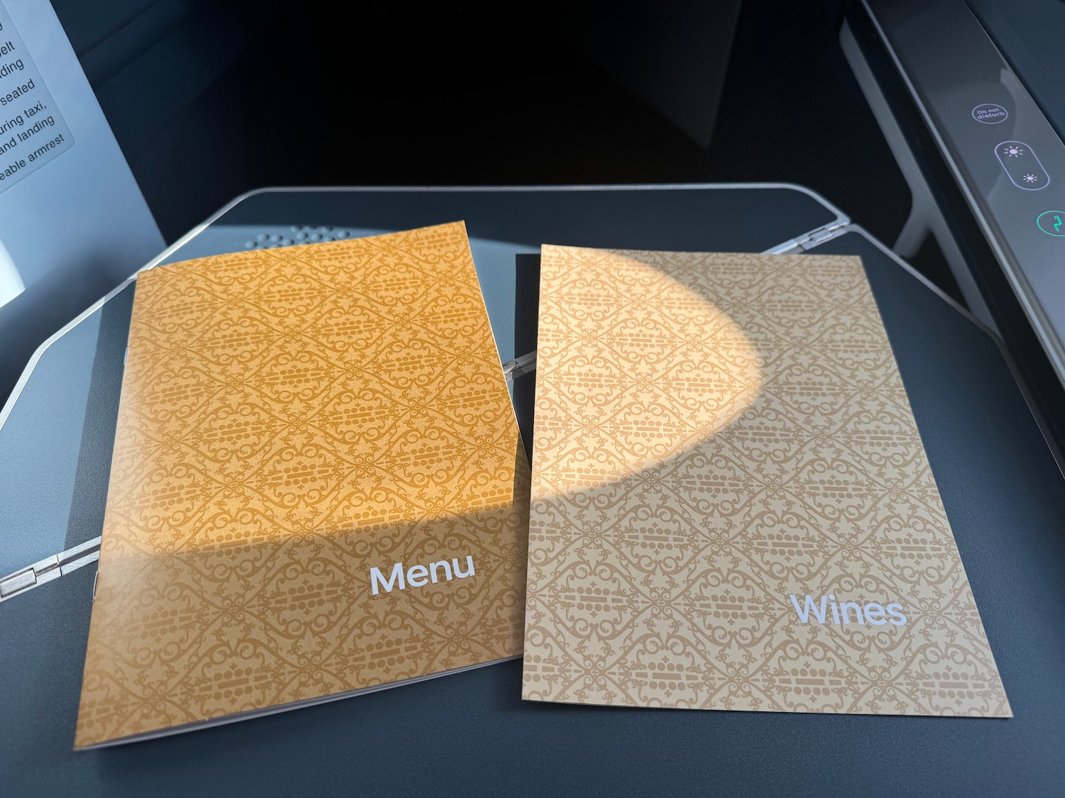 a menu on a table