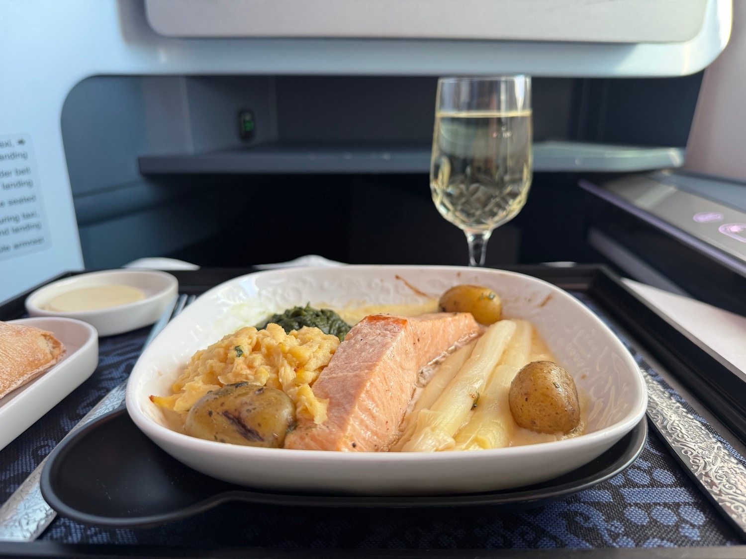 a plate of food on a tray